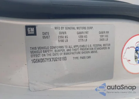 2007 Cadillac Dts Luxury I z USA, uszkodzony, nr VIN 1G6KD57YX7U218183